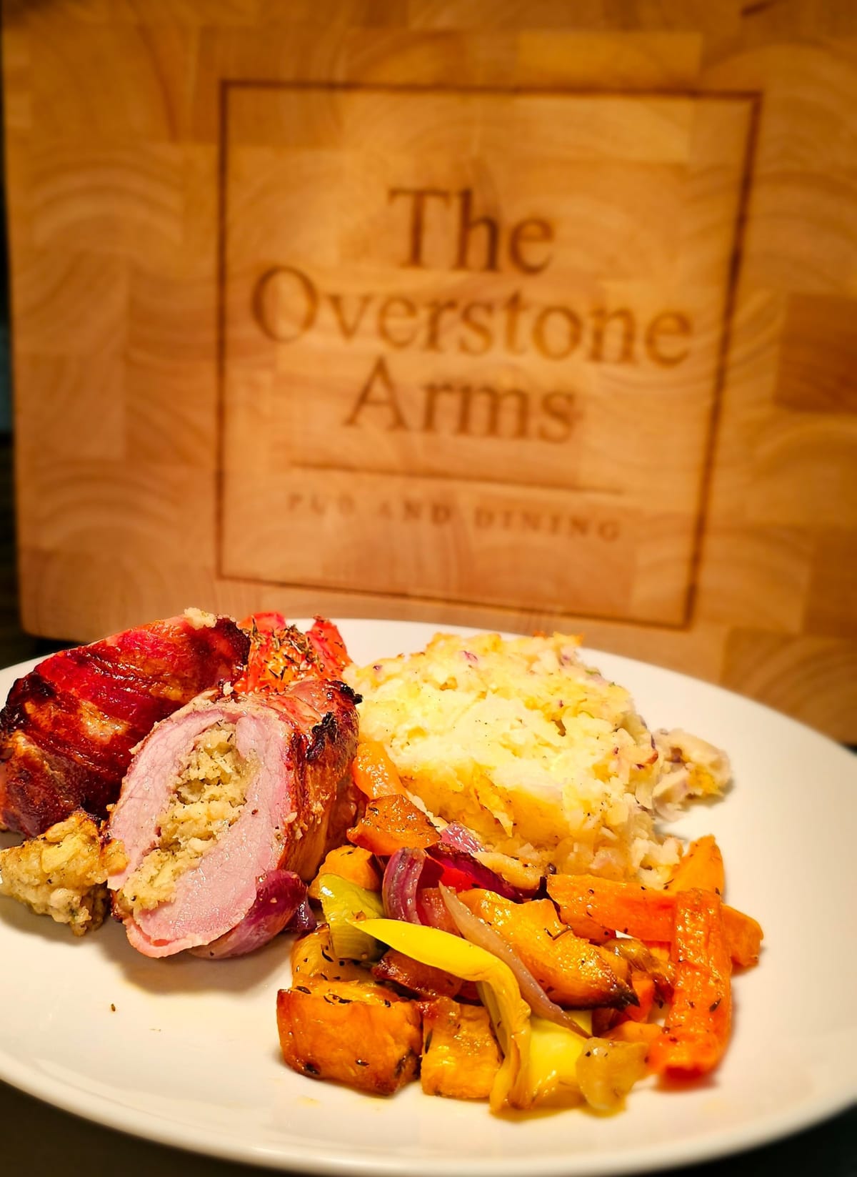 A roast dinner served at The Overstone Arms, ready to enjoy